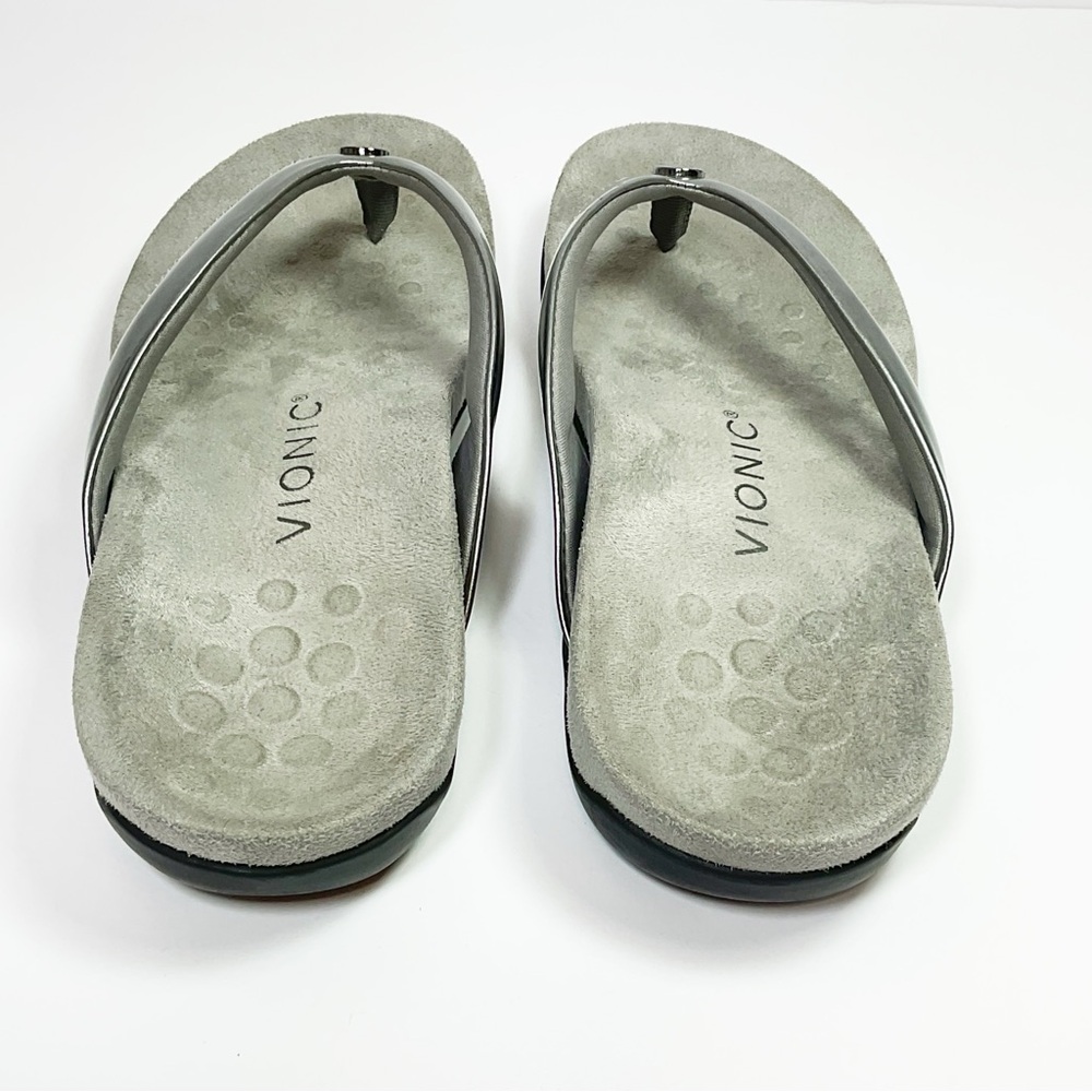 Vionic Davina Gunmetal Silver Supportive Flip Flop Sandal - Picture 4 of 7